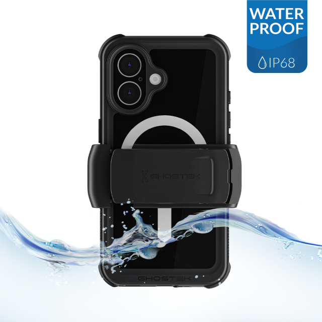 Ghostek Nautical Waterproof MagSafe Case + Belt Swivel Holster Apple iPhone 16 Black Ghostek Nautical Waterproof MagSafe Case + Belt Swivel Holster Apple iPhone 16 Black - Image 1