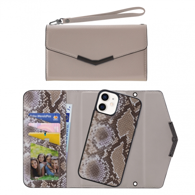 Mobilize 2in1 Elegant Magnet Clutch Apple iPhone 12 Mini Beige Snake Mobilize 2in1 Elegant Magnet Clutch Apple iPhone 12 Mini Beige Snake - Image 1