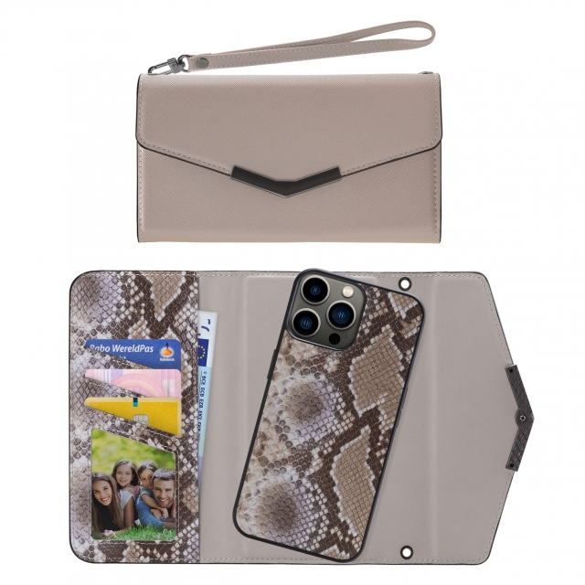 Mobilize 2in1 Elegant Magnet Clutch Apple iPhone 13 Pro Beige Snake Mobilize 2in1 Elegant Magnet Clutch Apple iPhone 13 Pro Beige Snake - Image 1