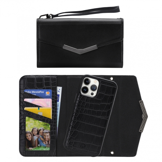 Mobilize 2in1 Elegant Magnet Clutch Apple iPhone 13 Pro Max Black Croco Mobilize 2in1 Elegant Magnet Clutch Apple iPhone 13 Pro Max Black Croco - Image 1