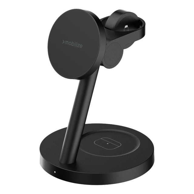 Mobilize 3in1 Charger Station MagSafe Compatible 25W Qi2.2 Black Mobilize 3in1 Charger Station MagSafe Compatible 25W Qi2.2 Black - Image 1