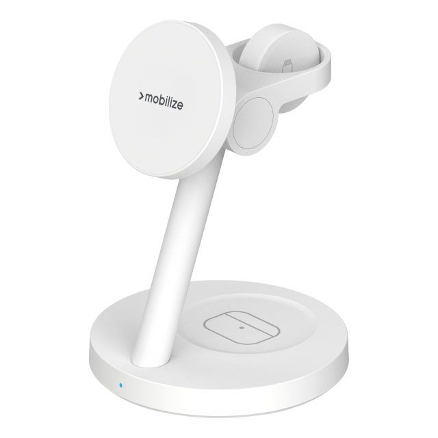 Mobilize 3in1 Charger Station MagSafe Compatible 25W Qi2.2 White Mobilize 3in1 Charger Station MagSafe Compatible 25W Qi2.2 White - Image 1