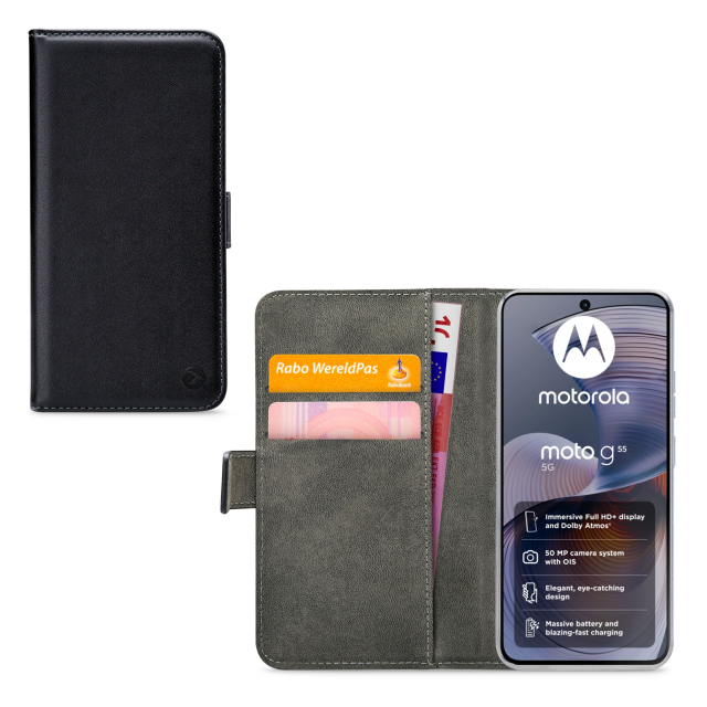 Mobilize Classic Gelly Wallet Book Case Motorola Moto G55 Black Mobilize Classic Gelly Wallet Book Case Motorola Moto G55 Black - Image 1