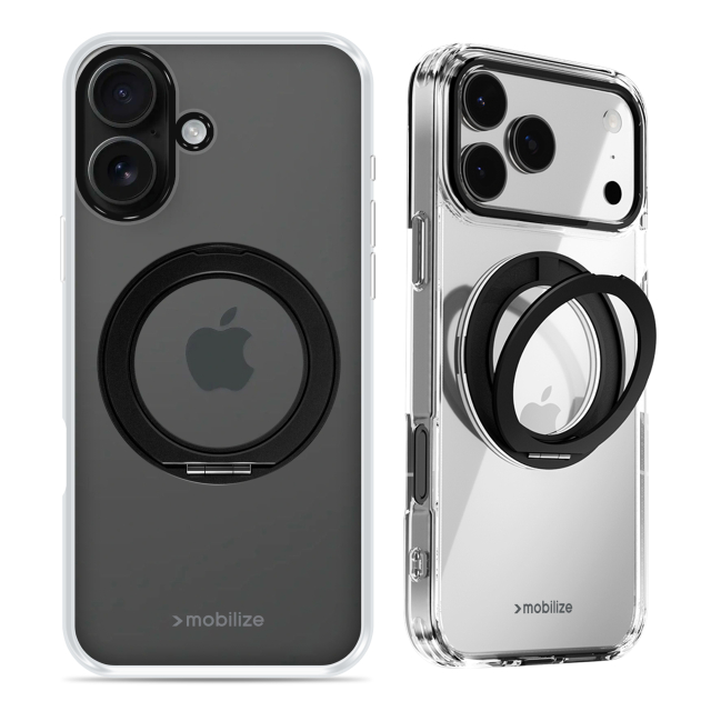 Mobilize MagSafe Compatible 360 Rotating Ring Stand Case Apple iPhone 16 Clear/Black Mobilize MagSafe Compatible 360 Rotating Ring Stand Case Apple iPhone 16 Clear/Black - Image 1