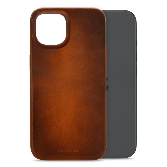 Mobilize Magsafe Compatible Premium Leather Case Apple iPhone 15 Burned Cognac Mobilize Magsafe Compatible Premium Leather Case Apple iPhone 15 Burned Cognac - Image 1