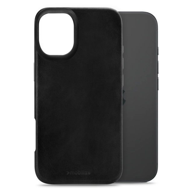 Mobilize Magsafe Compatible Premium Leather Case Apple iPhone 16 Black Mobilize Magsafe Compatible Premium Leather Case Apple iPhone 16 Black - Image 1