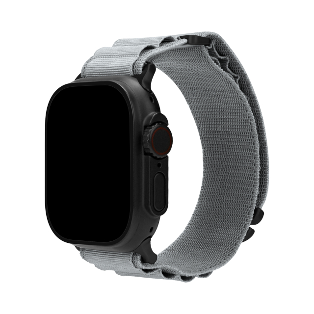 Mobilize Nylon Watch Band - Alpine - Black Connector - for Apple 42/44/45/49mm - Light Grey Mobilize Nylon Watch Band - Alpine - Black Connector - for Apple 42/44/45/49mm - Light Grey - Image 1