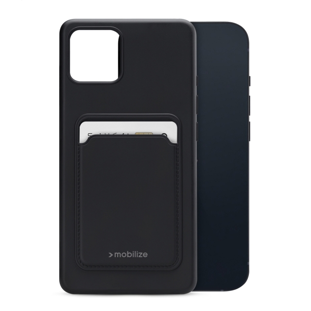 Mobilize Rubber Gelly Card Case Apple iPhone 13 Mini Matt Black Mobilize Rubber Gelly Card Case Apple iPhone 13 Mini Matt Black - Image 1