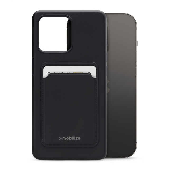 Mobilize Rubber Gelly Card Case Apple iPhone 14 Pro Matt Black Mobilize Rubber Gelly Card Case Apple iPhone 14 Pro Matt Black - Image 1