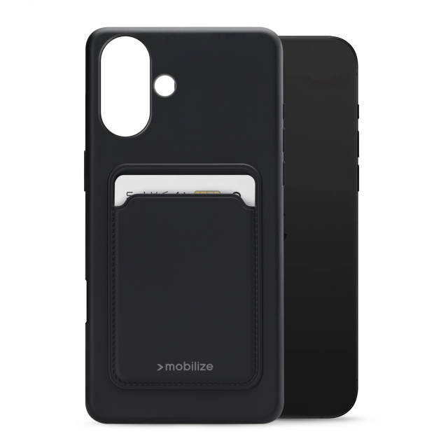 Mobilize Rubber Gelly Card Case Apple iPhone 16 Matt Black Mobilize Rubber Gelly Card Case Apple iPhone 16 Matt Black - Image 1