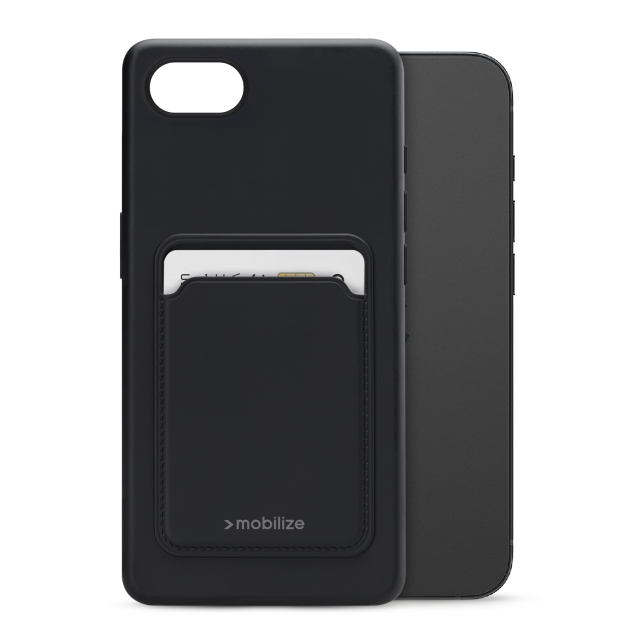 Mobilize Rubber Gelly Card Case Apple iPhone 16e/17e Matt Black Mobilize Rubber Gelly Card Case Apple iPhone 16e/17e Matt Black - Image 1
