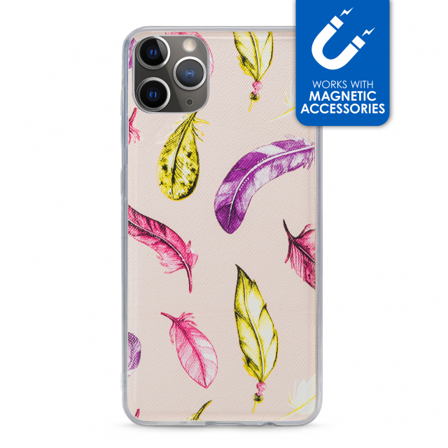My Style Magneta Case for Apple iPhone 11 Pro Beige Feathers My Style Magneta Case for Apple iPhone 11 Pro Beige Feathers - Image 1