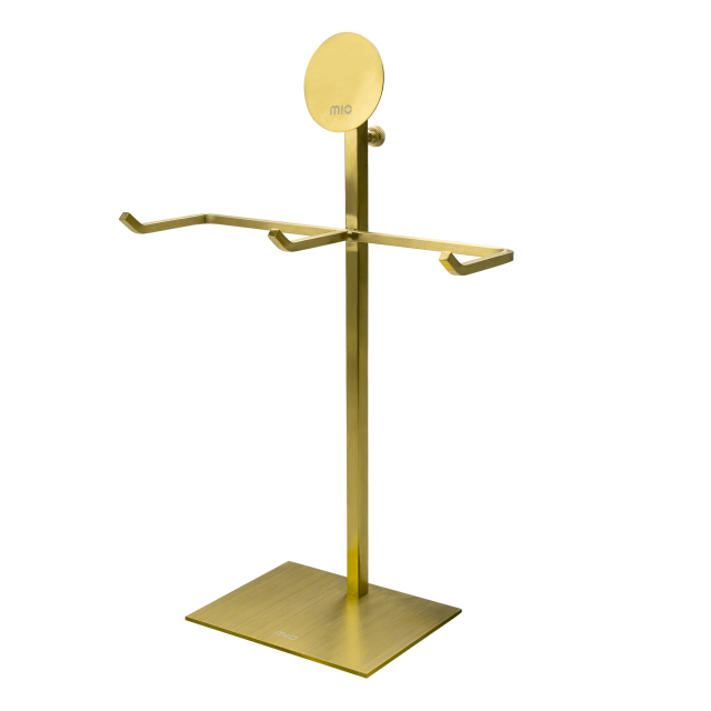 POS - MIO - Counter Display 3 hooks + Product Display Adjustable Angle Brushed Gold POS - MIO - Counter Display 3 hooks + Product Display Adjustable Angle Brushed Gold - Image 1