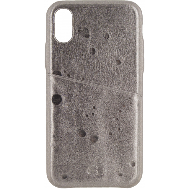 Senza Glam Leather Cover with Card Slot Apple iPhone X/Xs Metallic Grey Senza Glam Leather Cover with Card Slot Apple iPhone X/Xs Metallic Grey - Afbeelding 1