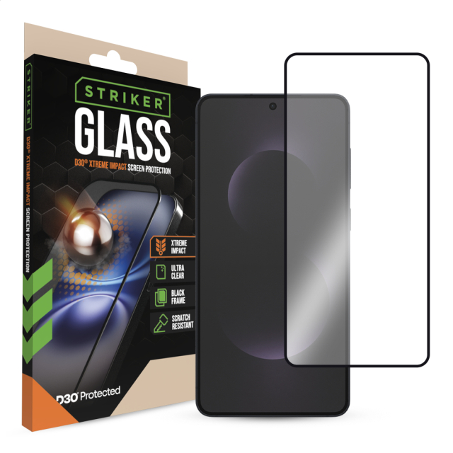 Striker D3O Xtreme Impact Glass Screen Protector - Black Frame - Samsung Galaxy S25 Edge 5G Striker D3O Xtreme Impact Glass Screen Protector - Black Frame - Samsung Galaxy S25 Edge 5G - Image 1