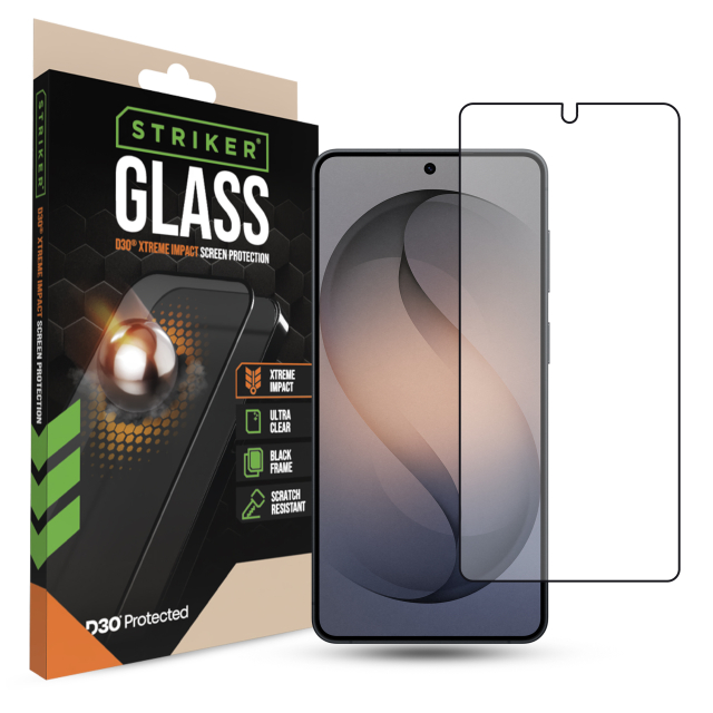 Striker D3O Xtreme Impact Glass Screen Protector - Black Frame - Samsung Galaxy S26+ 5G Striker D3O Xtreme Impact Glass Screen Protector - Black Frame - Samsung Galaxy S26+ 5G - Image 1