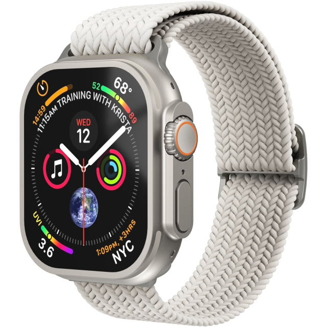 Vonmählen Woven Loop For Apple Watch 44 - 45 - 46 - 49mm One Size Silver/Cream Vonmählen Woven Loop For Apple Watch 44 - 45 - 46 - 49mm One Size Silver/Cream - Image 1