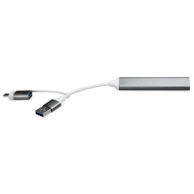 Xccess USB-C Multi-Hub to 4 USB Grey Xccess USB-C Multi-Hub to 4 USB Grey - Image 1